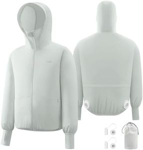 RoamFlex Air Cooling Fan Jacket - 20000RPM Dual Fans, UPF50+ Sun Protection, Waterproof, 8H Battery, 1.87lbs for Men Women -M (Mint Gray)