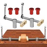 2pcs Table Workbench Fast Fixed Clip Clamp with 4pcs Bench Dogs, Woodworking Desktop Clip DIY Positioning Bench Stop and Fast Clamps for 19mm/20mm Dog Hole (20mm Red)