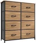 YITAHOME Dresser with 8 Drawers - Fabric Storage Tower, Organizer Unit for Bedroom, Living Room, Hallway, Closets - Sturdy Steel Frame, Wooden Top & Easy Pull Fabric Bins, Burlywood Grain