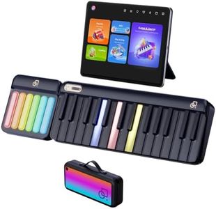 PopuPiano Smart Piano with Rainbow Lights, Interactive Lessons, 256+ Tones, MIDI Controller - Portable, Expandable Keyboard for Beginners