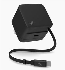 Nimble Wally Stretch 65W Retractable Wall Charger, 2ft USB-C Cable, Black