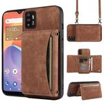 Dswteny Phone Case for ZTE ZMAX 11/Z6251 Wallet Cover with Crossbody Shoulder Strap and Leather Credit Card Holder Pocket Slim Stand Cell Accessories Mobile Flip Purse ZTE Z6251 Girls Women Brown