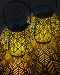 Lulizar Solar Lanterns Light 2 Pack, Solar Lanterns for Garden, IP44 Water Resistant, Solar Lantern Outdoor Hanging Garden Solar Lights for Garden Patio Outside TableBalcony Courtyard（Leaves Pattern)