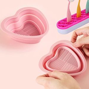 Silicone Brush Cleaning Bowl with Brush Holder,Bristle Cleaner, Brush Cleaning Mat, Foldable, Brush Washing Tool Brush Scrubber for Removing Oil & Impurities,Suitable for All Kinds Brush