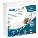 PlushDeluxe Zippered Mattress Encasement, Waterproof, Bed Bug & Dust Mite Proof 6-Sided Protector Cover, (Fits 9-12 Inches H) Twin XL