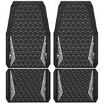 CAR PASS Bling Car Mats Diamond Rubber Floor Mats Full Set Anti-Slip 3D Rhombus Waterproof Trim to Fit Liner Universal Glitter Crystal Sparkly Shining Rhinestone Girl Women SUV Sedan Van, Black Silver