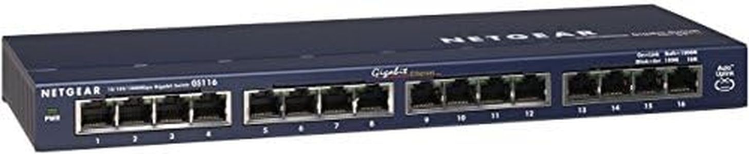 Netgear ProSafe Unmanaged 16-Port Gigabit Ethernet Desktop Network Switch, Blue, GS116AU