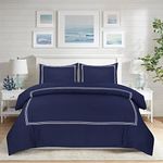 AR Ware Super King Duvet Cover Set - Soft Luxury Bratta Stitch Microfiber Duvet Sets with 2 Pillowcases - Non Iron Bedding Hotel Quality Quilt Cover (Navy)