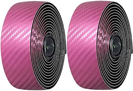 VXM Bicycle Handlebar Tape, Carbon Fiber PU&EVA Road Bike Bar Tape Non-Slip Cycling Handle Wraps for Mountain Bike 2 Rolls per Set (Pink)