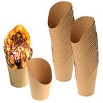 DBOO 50 Pcs 14oz Disposal Take-Out Party Frozen Dessert Supplies Baking Cakes Egg Puff Waffle French Fries Chips Ice Cream Snacks Kraft Paper Cups Holder