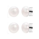 Airokiy Magnetic Pearl Earrings for Women Clip Earrings for Bride Silver Magnet Stud Earrings for Non Pierced Ears 6mm 8mm, 8mm, 人造珍珠