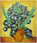 Fokenzary Hand Painted Oil Painting on Canvas Vincent Van Gogh Classical Irises Reproduction Wall Decor Framed Ready to Hang