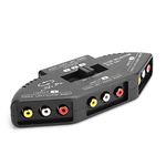 Splitter Audio 3 in 1 Out Audio Video Splitter Black Switch Selector with AV Cable for DVD VCD VCR(Black)