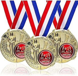 Juvale 6 Pack Bulk Gold 1st Place Medals with Ribbons for All Ages and Sports, Winner Award Ribbons, 2.6 Inch Diameter, 15.3 Inch Ribbon Length