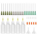 Knixxo 5 Pack Applicator Bottle with Blunt Needle Tip - 30ml Squeezable Dropper Bottles, Storage Caps, 14ga 16ga 18ga Needle Tips and Mini Funnel for Glue Applications (30ml+Mini Funnel)