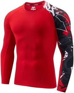 USKOY Men's Rash Guard Swim Shirts UPF 50+ Baselayer Long Sleeve Skins Compression Performance Fit Top Ninjutsu Medium