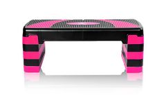 MAXSTRENGTH Fitness Stepper for Exercise Workout 5 Height Level Adjustable 10cm 15cm 20cm 25cm 30cm Non-Slip Step Platform for Aerobic Exercise Aerobic Stepper Yoga Routines Training (Pink Black)