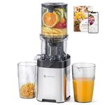 AMZCHEF Juicer Machine, Cold Press Juicer - 4.6" Large Feed Chute for Whole Fruits & Vegetables, Stainless Steel Slow Masticating Juicer Easy to Clean, Large Auger, Double Strainers, Silver