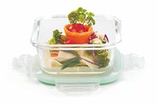 SignoraWare Lock 'N' Store Square High Microwave Oven Borosilicate Safe Glass Container with Air Tight Lid | Multipurpose Jar Box (180ml, Transparent, Food Grade)