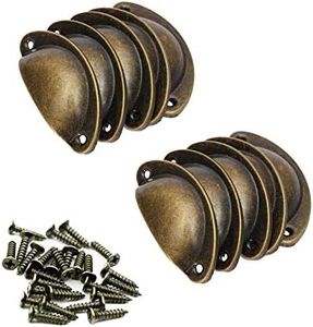 YIGO 10PCS Retro Metal Kitchen Drawer Cabinet Door Handle Furniture Knobs Handware Cupboard Antique Brass Shell Pull Handles