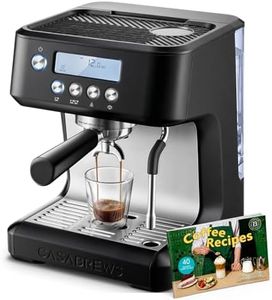 CASABREWS Ultra Espresso Machine with LCD Display, 20 Bar Espresso Maker with Powerful Milk Frother, Customizable Brewing Temperature, Barista-Level Latte and Cappuccino Machine for Home, Black
