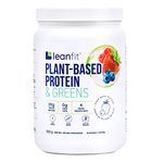 LEANFIT PLANT-BASED PROTEIN & GREENS Natural Berry – 20g Plant Protein + 4 Leafy Greens Per Serving – Vegan, Gluten-Free, Soy-Free, No Sugar - 20 Servings, 533g Tub