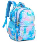 TRUE HUMAN School Bag For Girls, Lightweight Casual Backpacks For Women,Stylish And Trendy College Backpacks For Girls (Rainbow Series) (Blue Fishy),26 Litres