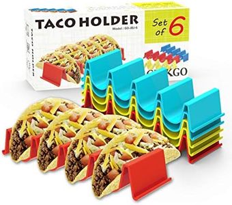 Ginkgo Taco Holder Stand Set of 6, Colorful Taco Tray Rack for Party, Premium Taco Bar Accessories Holds Up to 4 Tacos Each, BPA Free, Taco Plates Holder Dishwasher and Microwave Safe