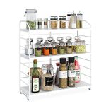 AIRUJIA Spice Rack Organizer 3-Tier Adjustable, Kitchen Countertop Storage Shelf, Free Standing Spice Organizer Rack for Spice Bottles, Bathroom Storage, Cosmetic Organizer Rack White