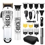 Hair Clippers & Trimmer T-Blade Cordless Hair Haircut Set,Men Zero Gap Baldhead Shaver Wireless USB Rechargeable Blade Trimmer Kit 2000mAh/1200mAh with 10 Pcs Guide Combs