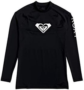 Roxy Girls' Whole Hearted Long Sleeve Rashguard Surf Shirt, Anthracite 22, 4