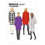 Butterick Patterns 6107 ZZ Sizes Large 16 - 18/ Extra-Large 20 - 22/ Extra-Large 24 - 26 Misses Coat, White