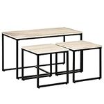 HOMCOM Nesting Coffee Table Set of 3, Modern End Tables with Black Metal Frame for Living Room Home Furniture, Natural