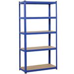 Yaheetech Heavy Duty Storage Shelving, 5- Tier Storage Rack Unit Adjustable Metal Shelving Rack, Blue, 90cm by 40cm by 180cm