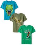 The Children's Place Boys Short Sleeve Graphic T-Shirts,Multipacks, Camo Dino/Robo Dino Head/Dino 3-Pack