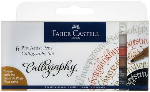 Faber-Castell Creative Studio Pitt Artist Pen Calligraphy India Ink Pen, Set of 6, Art, Craft, Drawing, Sketching, Home, School, University, Colouring
