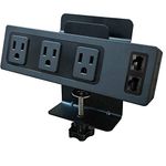 Electriduct Edge Mount Desktop Power Center - 3 Outlets & 2 CAT6 Ethernet RJ45 Data Ports (Black)