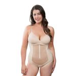 Bellefit Postpartum Compression Girdle with Front Zipper, Abdominal Recovery Beige