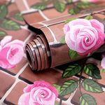 wolpin Wall Stickers DIY Wallpaper (45 x 500 cm) 3D Brick Roses Vines Romantic Bedroom, TV Background Self Adhesive Decals, Vine Rose