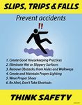 Slips, Trips and Falls, Safety Poster, PPE 11"X 14", Made in The USA