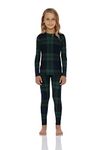 Rocky Thermal Underwear For Girls (Long Johns Thermals Set) Shirt & Pants, Base Layer w/Leggings/Bottoms Ski/Extreme Cold (Green Plaid - Large)