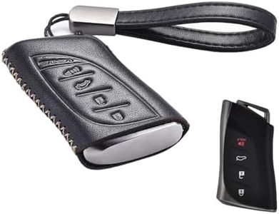 Genuine Leather Smart Key Fob Case Cover Key Fob Cover Case Compatible with Lexus ES, Lexus RX, Lexus UX, Lexus NX, Lexus GX, Lexus LX 600, Lexus TX Keyless Fob Remote Key Cover(4-Button, Brown), Brown, Small