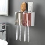 iHave Toothbrush Holders for Bathrooms, 2 Cups Toothbrush Holder Wall Mounted Bathroom Accessories