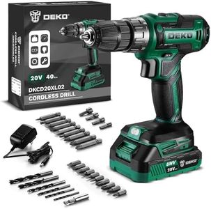 Power Drill Cordless: DEKO PRO Green Cordless Drill 20V Electric Power Drill Set Tool for Women Drills Cordless with Battery and Charger Drill Driver 20 Volt Drill Driver Kit