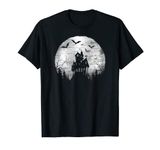 Spooky Halloween Haunted House Creepy Bats & Scary Full Moon T-Shirt