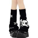 American Trends Leg Warmers Y2k Kawaii Black White Cute Leg Warmers Y2k Goth accessories for Women Girls 80s Party Sports, Skull Star, One Size