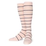 COMRAD Compression Socks (15-25 mmHg) for Women & Men - The Best Socks for Travel Flights Pregnancy Running Edema Diabetic Recovery Business or Casual Everyday Wear (Muted Rose/Indigo Medium)