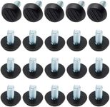 Auvotuis 20 Pcs M8 Adjustable Furniture Levelers Screw On Furniture Glide Leveling Foot Screw in Threaded for Chair, Table, Furniture Legs (M8 x 15mm)