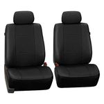 FH Group Front Set Faux Leather Car Seat Covers for Low Back Seat with Removable Headrest, Universal Fit, Airbag Compatible Seat Cover for SUV, Van, Black