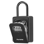 Puroma Large Key Lock Box, Resettable Combination Lockbox, Portable Wall Mount Waterproof Security Safe for Outside Outdoor Home Office Door Handle House Key, Pure Black (1 Pack)